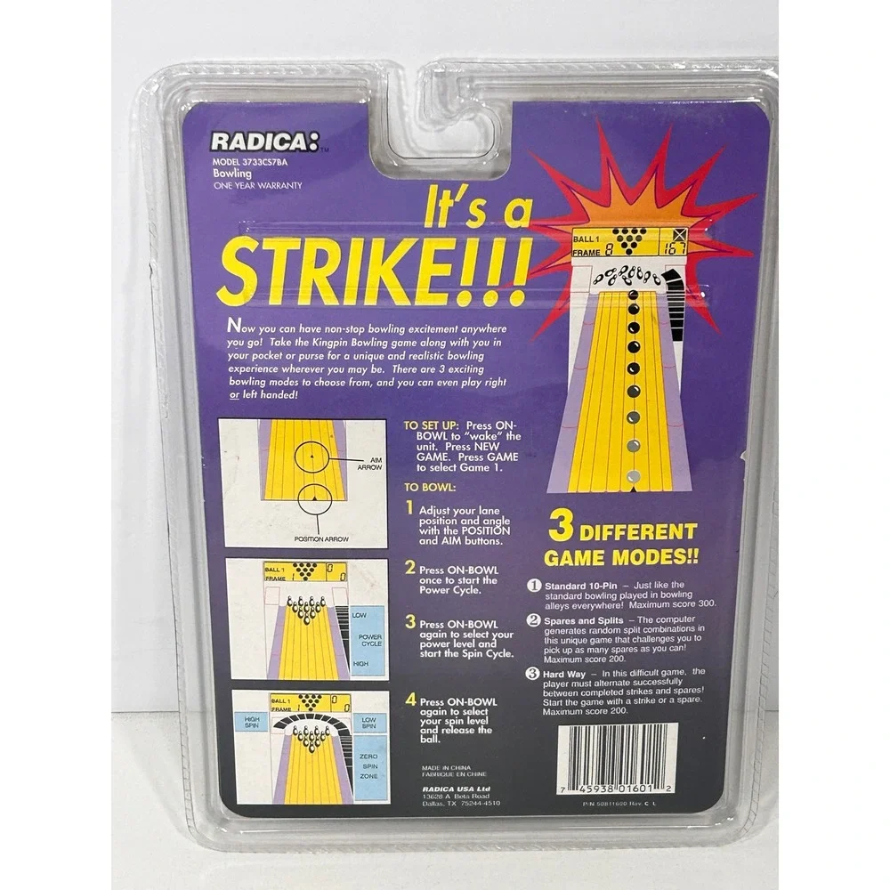 Radica King Pin Bowling Electronic Handheld Game Model 3733 CS7BA New Sealed